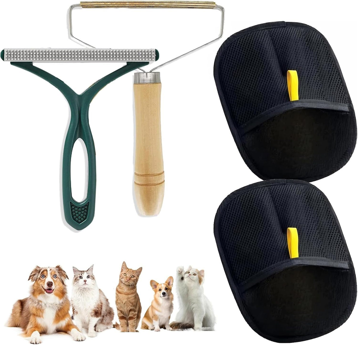PET HAIR REMOVAL GLOVES DOUBLE SIDED SET OF 4