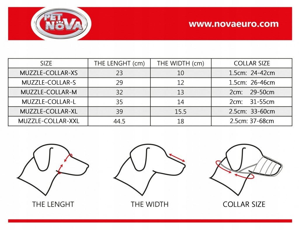 PET NOVA Plastic muzzle with collar S Manufacturer code MUZZLE-COLLAR-S