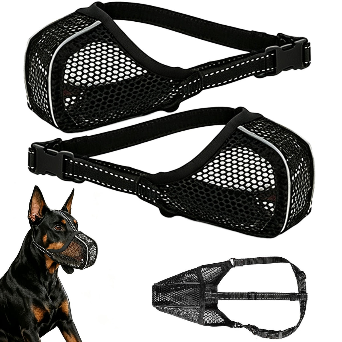 PHYSIOLOGICAL ADJUSTABLE MUZZLE FOR DOG LIGHTWEIGHT PLASTIC MATERIAL S
