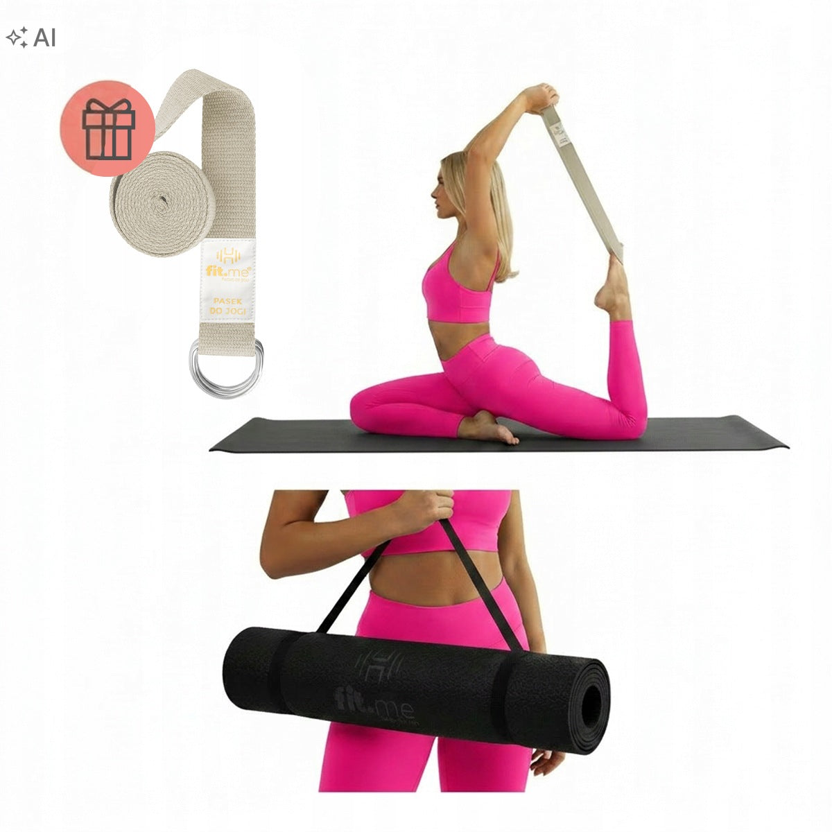 PILATES YOGA EXERCISE MAT GYMNASTIC TPE NON-SLIP WITH HANDLE Packaging status original