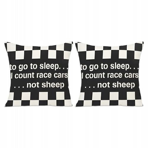 PILLOWCASES BLACK AND WHITE LATTICE RACING THEME 45 CM 2 PCS Brand no brand