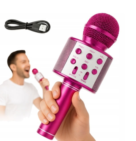 PINK KARAOKE WIRELESS MICROPHONE WITH SPEAKER FOR BABY FOR CHRISTMAS