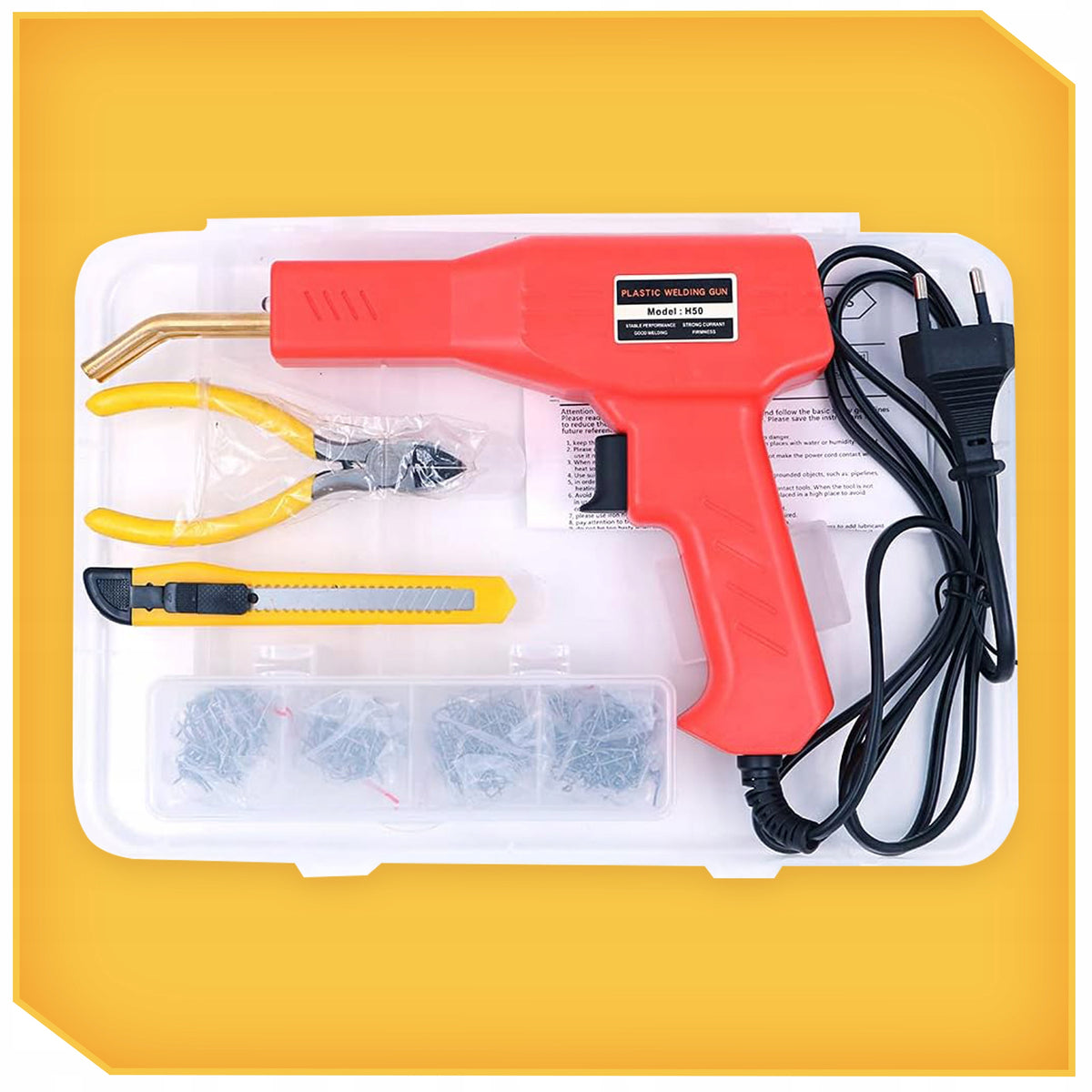 PLASTIC STAPLER WELDING MACHINE PLASTIC SOLDERING IRON +200PCS STAPLES EAN (GTIN) 5906700043239