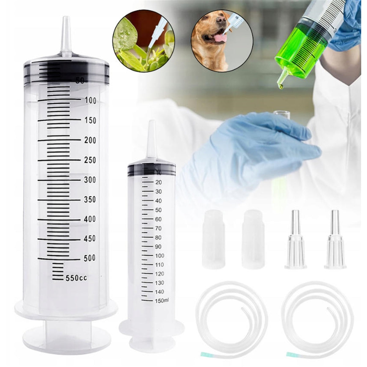 PLASTIC SYRINGE 150 ML + 550 ML GARDEN IRRIGATION KIT