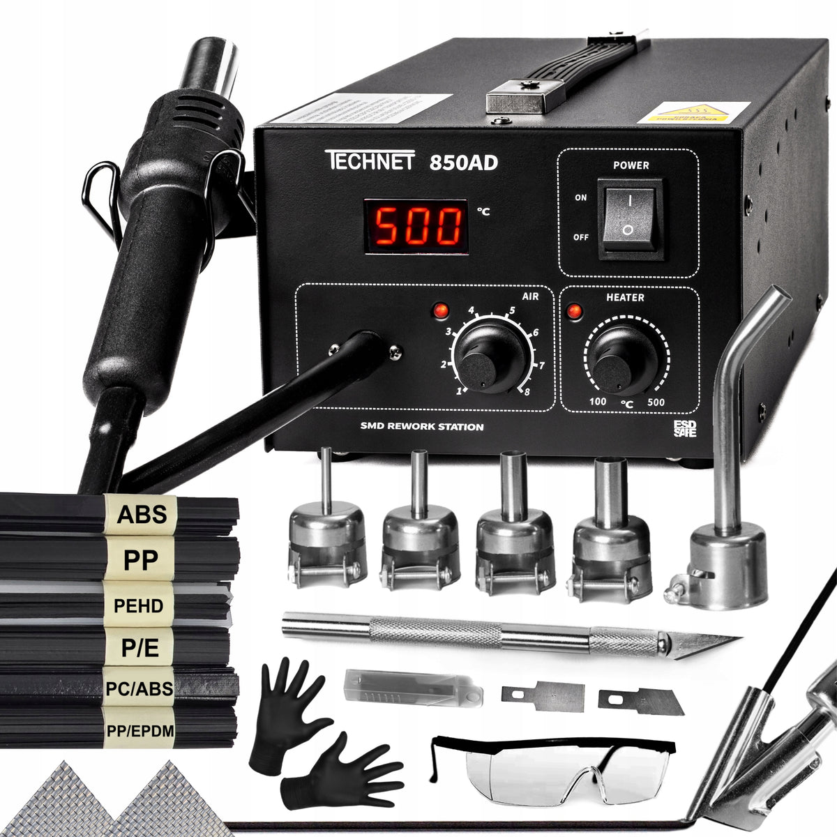 PLASTIC WELDER SOLID SOLDERING IRON WELDING MACHINE PLASTIC HOTAIR 850AD 852+