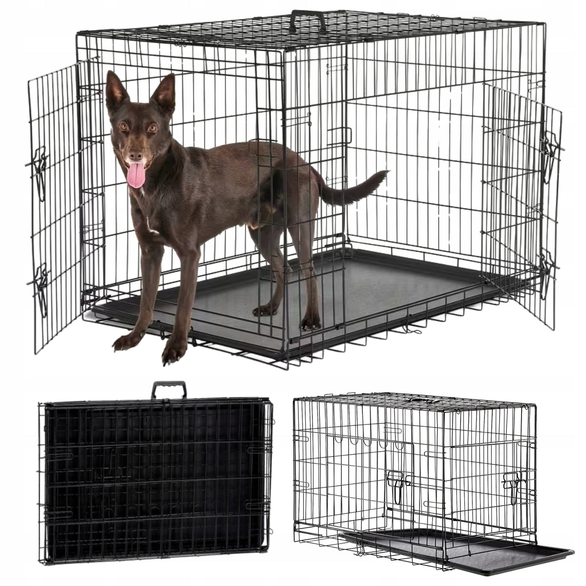 PLAYPEN KENNEL CAGE TRANSPORTER CAT ENCLOSURE FOR DOG ANIMALS BLACK 107CM