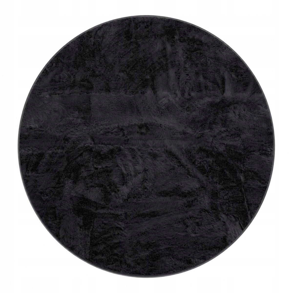 PLUSH CARPET RABBIT FUR SOFT VELVET RABBIT BLACK ROUND 100 cm Manufacturer code dywan Rabbit Bella New