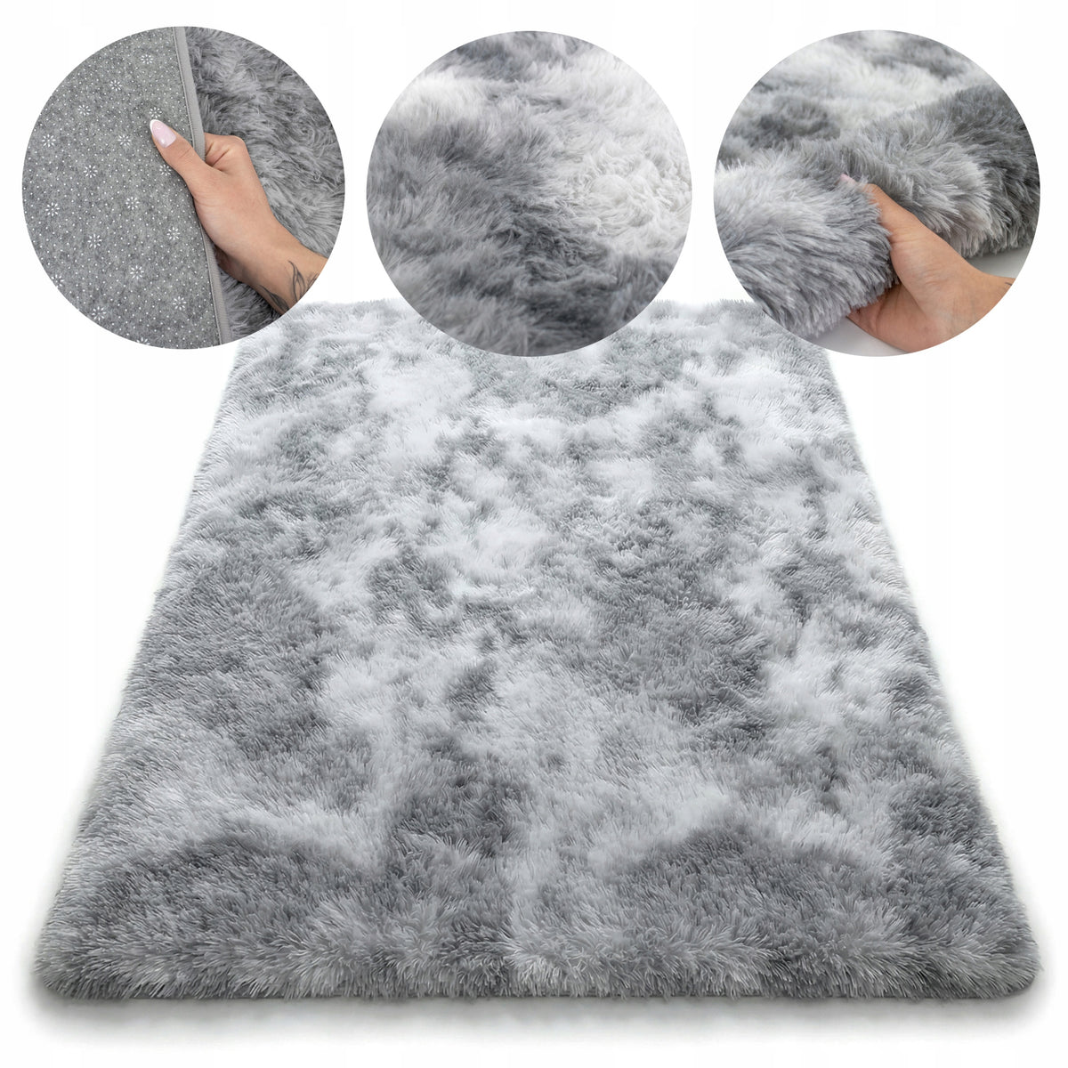 PLUSH CARPET SHAGGY 160x230 CM FLUFFY SOFT FOR LIVING ROOM ECO FUR GREY