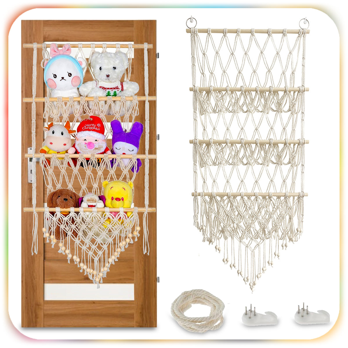 PLUSH STORAGE ORGANIZER HANGING MESH FOR PLUSH TOYS Packaging status original