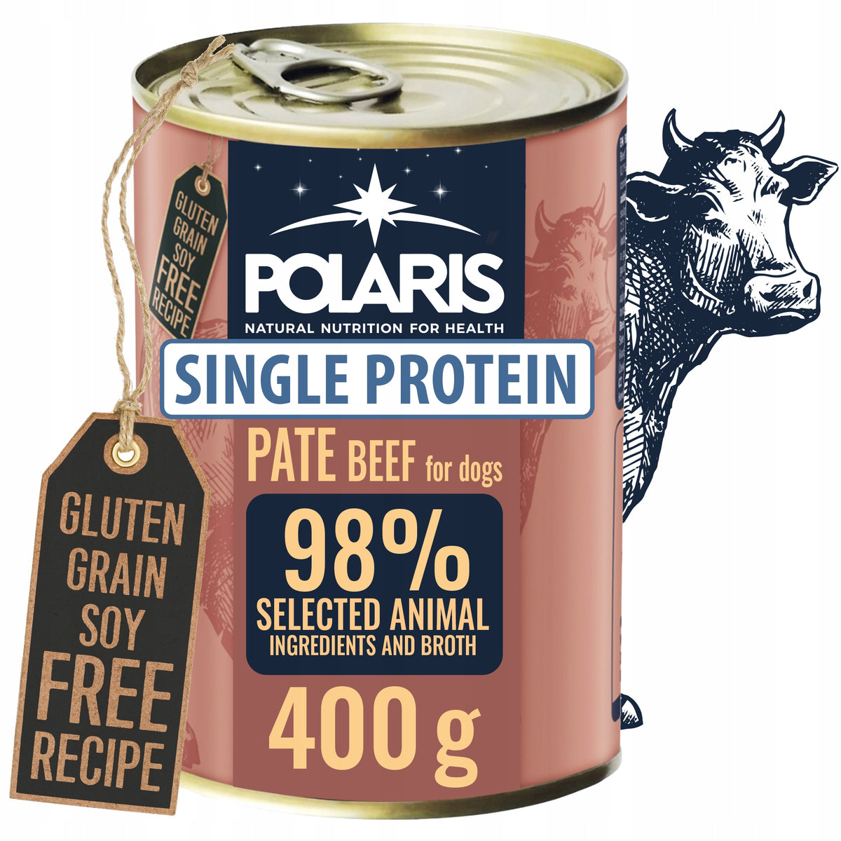 POLARIS WET DOG FOOD MONOPROTEIN PATE WITH BEEF CAN 400G