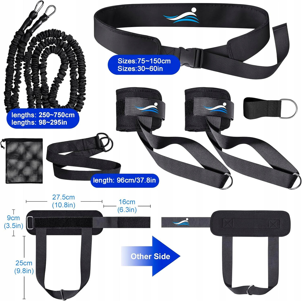 POOL BELT ADJUSTABLE FOR SWIMMING WITH ANKLE STRAP AND SECURE Brand Easy