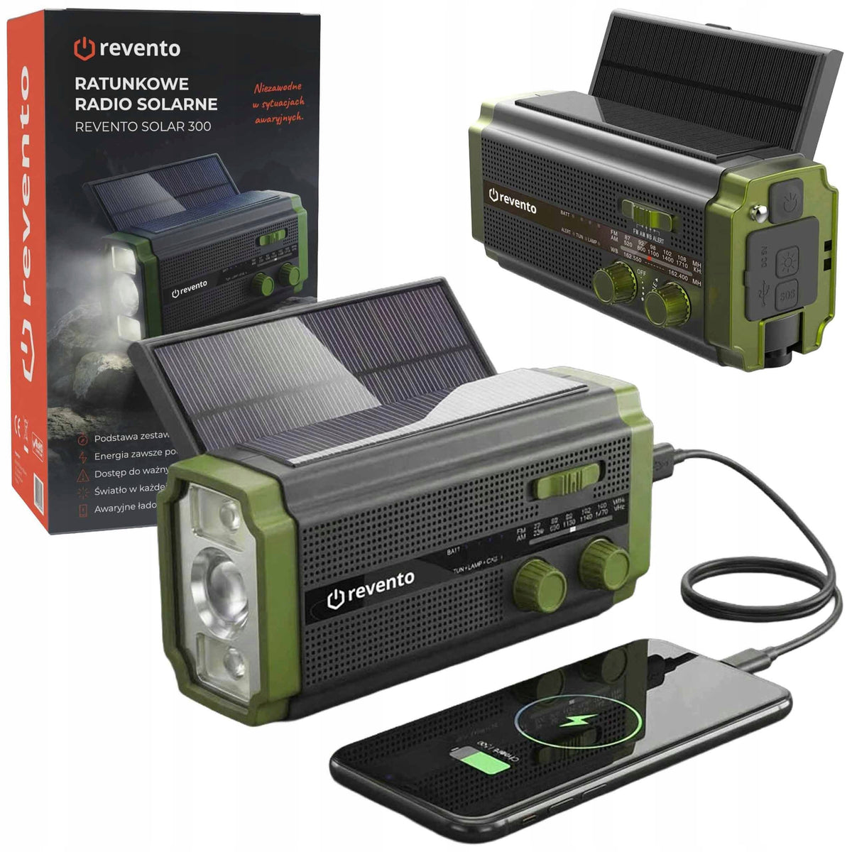 PORTABLE BATTERY-OPERATED RADIO SOLAR CRANK WITH POWERBANK BATTERY CRANK