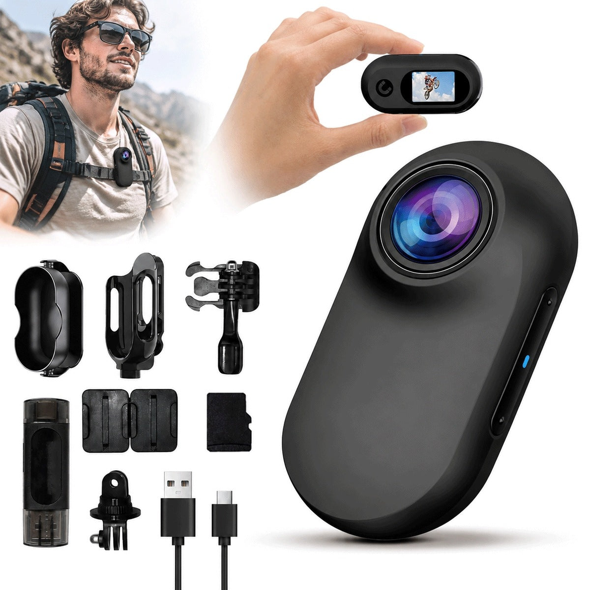 PORTABLE MINI SPORTS SPY CAMERA VLOG RECORDER FULL HD 1080P