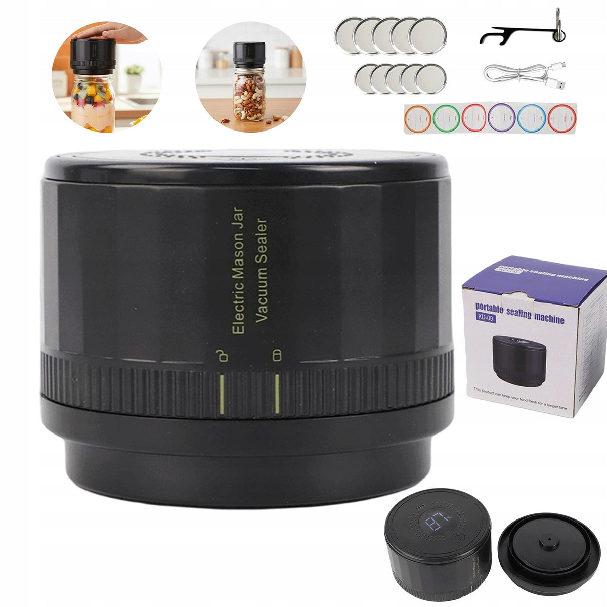 PORTABLE WEEK JAR CLOSER VACUUM FOOD PACKAGING USB