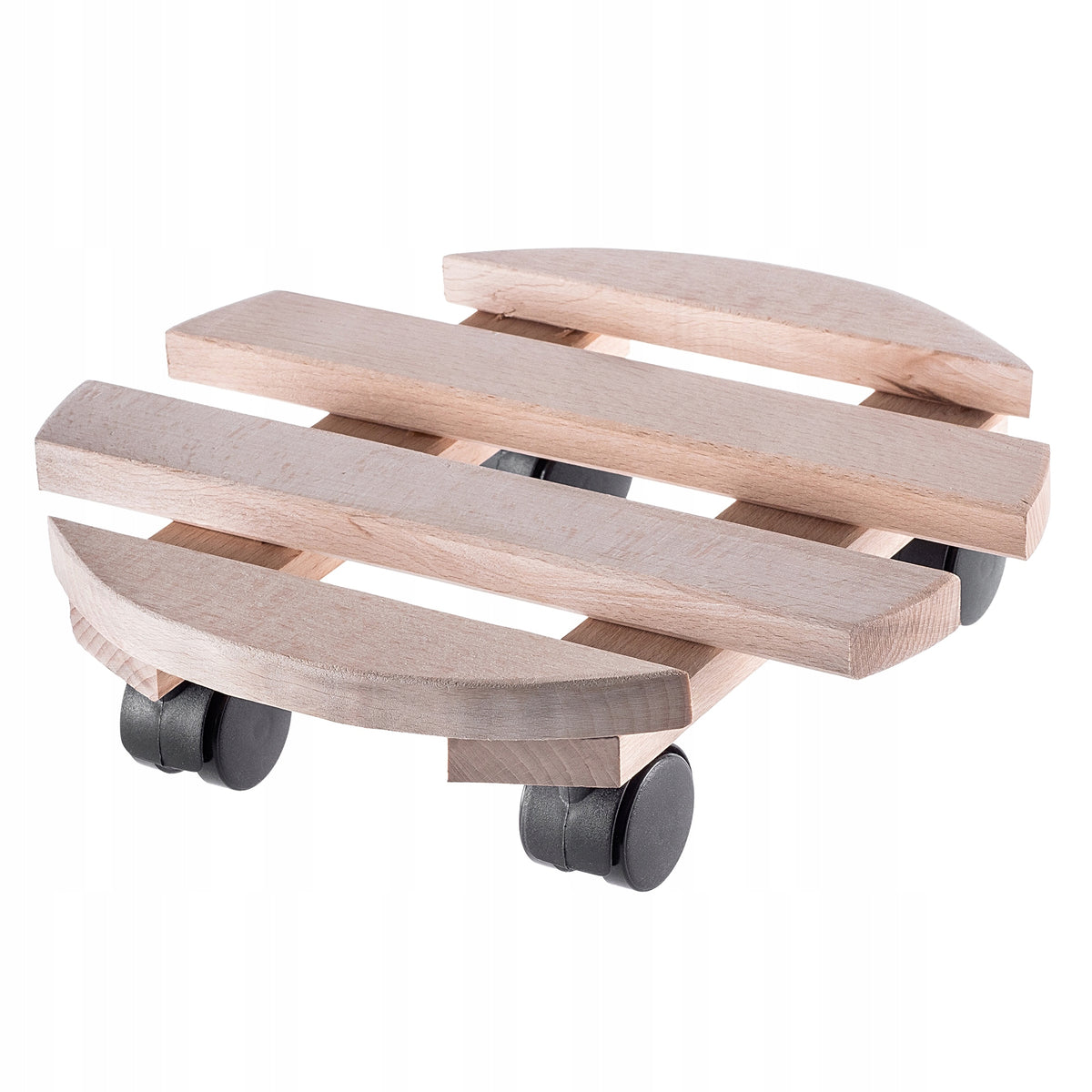 POT STAND PLANTER ON WHEELS WOODEN ROUND PLATFORM 30 cm