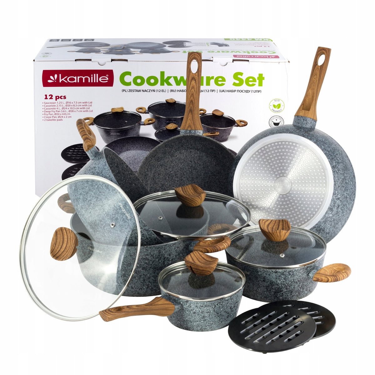 POTS SET OF POTS PANS GAS INDUCTION KAMILLE