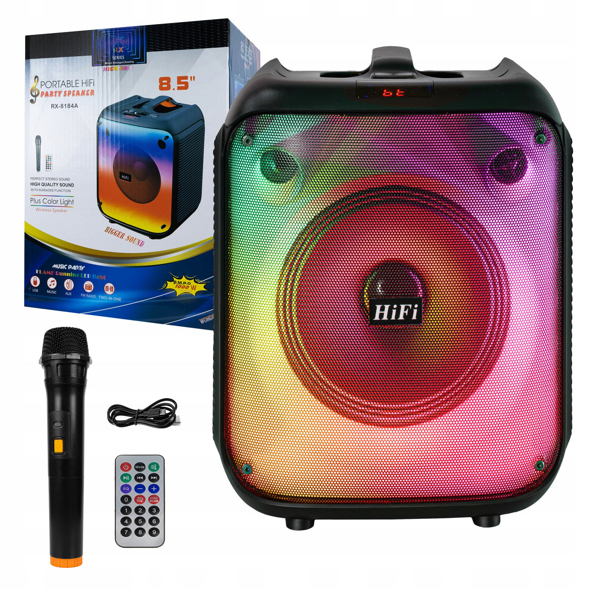 POWERFUL BLUETOOTH BOOMBOX SPEAKER USB SD AUX RADIO MICROPHONE PORTABLE KARAOKE