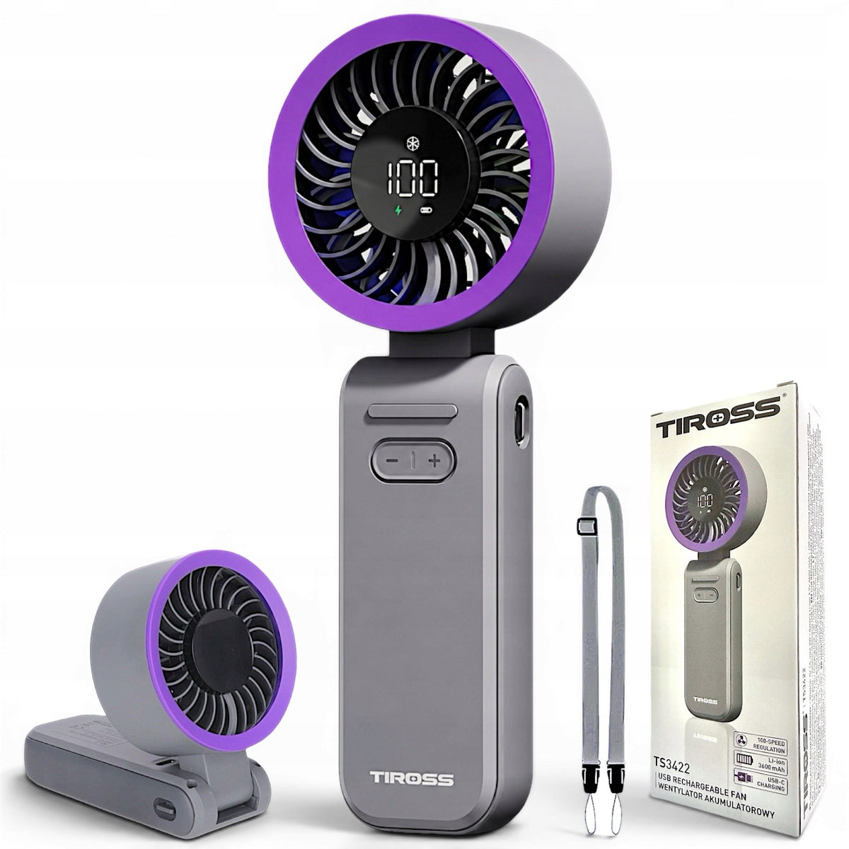 POWERFUL DESK FAN Portable Mini Handheld Windmill Quiet 3600mAh USB