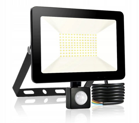 POWERFUL LED Floodlight Lamp 100W WITH FACADE MOTION SENSOR OVER GARAGE Brand Azaris