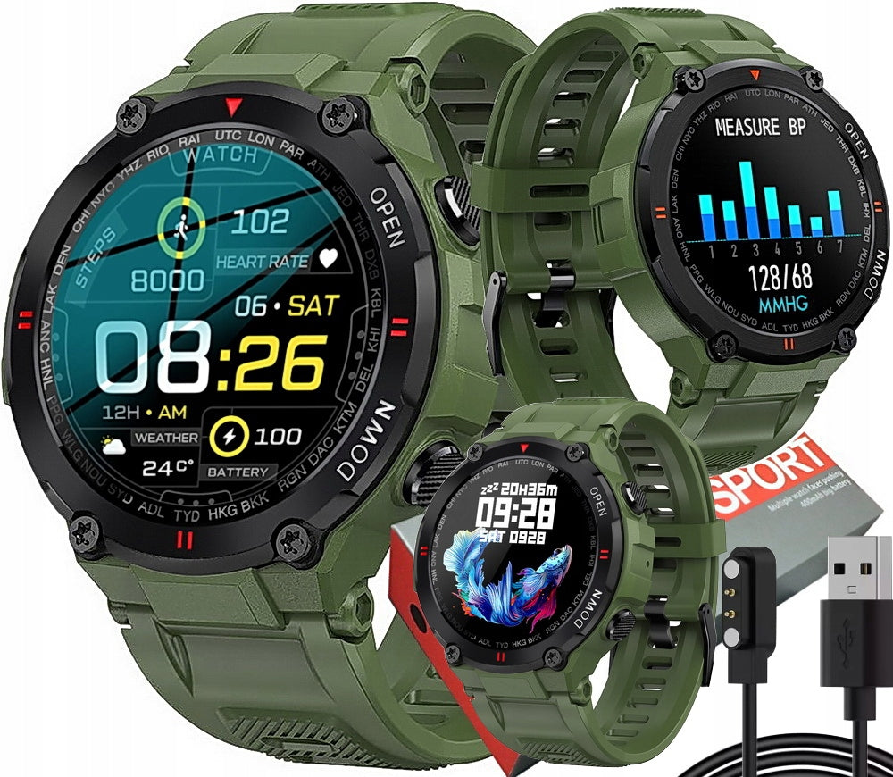 POWERFUL MILITARY MEN'S WATCH SMARTWATCH HEART RATE MONITOR SMS POLISH MENU Packaging status original