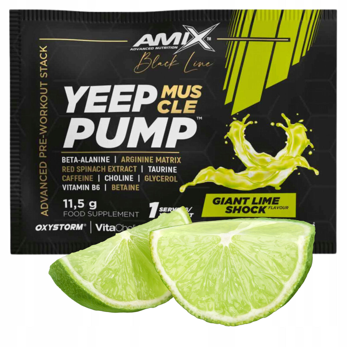 PRE-WORKOUT PUMP Caffeine Stimulation Strength Lime Sachet