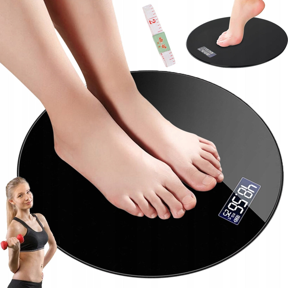 PRECISION BATHROOM SCALE ELECTRONIC GLASS 180KG LCD BLACK