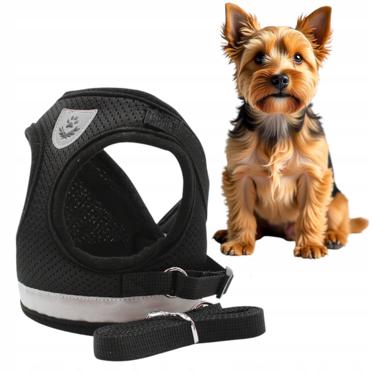 PRESSURE-FREE BREATHABLE HARNESS WITH CAT DOG LEASH SIZE M REFLECTIVE