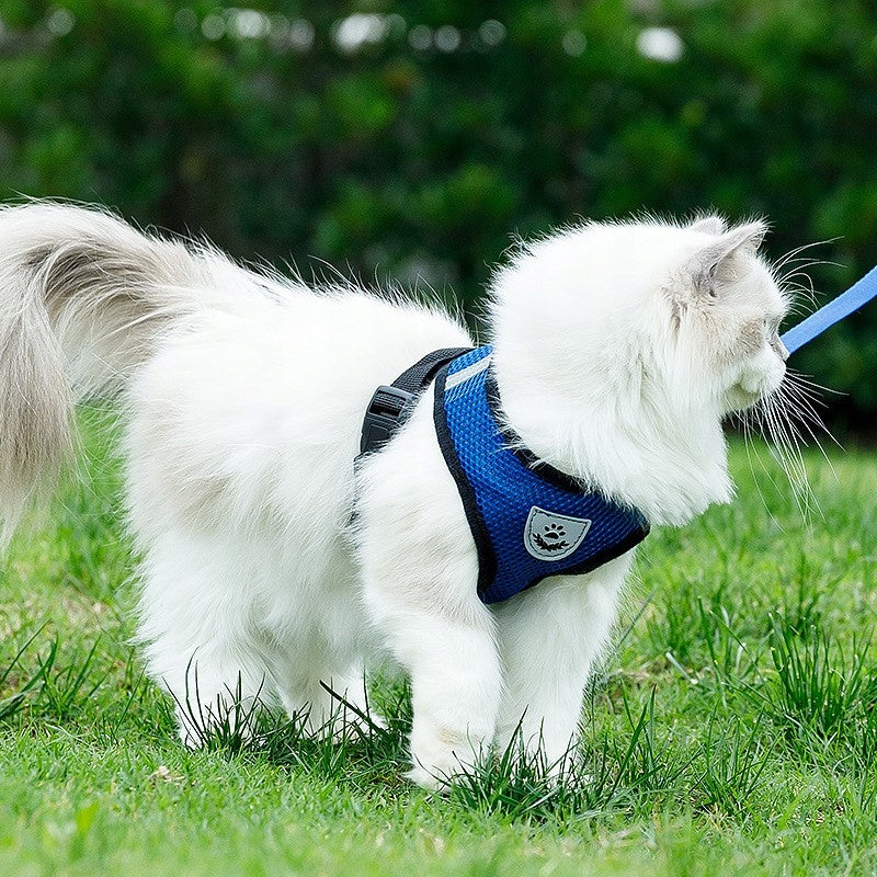 PRESSURE-FREE WALKING HARNESS ADJUSTABLE REFLECTIVE FOR CAT + LEASH SIZE S Brand Reverse