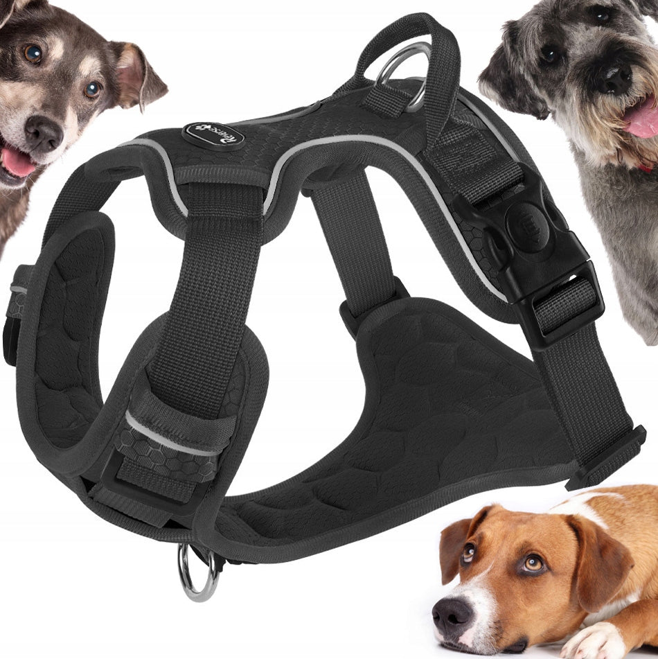 PRESSURE-FREE WALKING HARNESS GUARD FOR DOG STRONG SOFT STRONG BLACK r. L