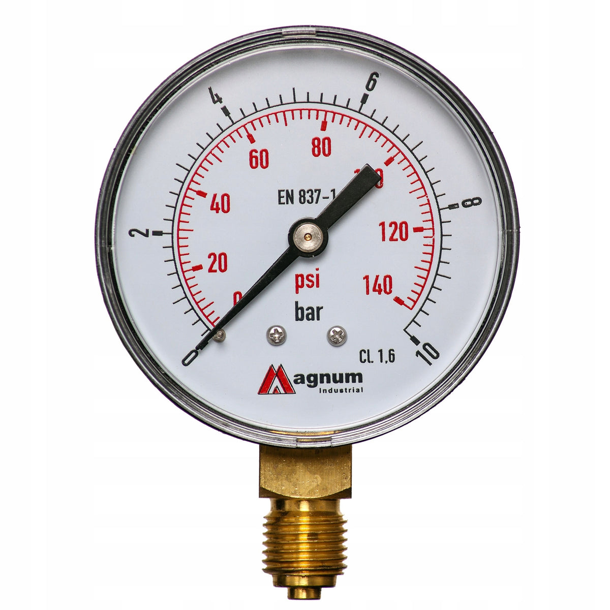 PRESSURE GAUGE 63MM RADIAL 1/4 10 BAR LOWER PRESSURE
