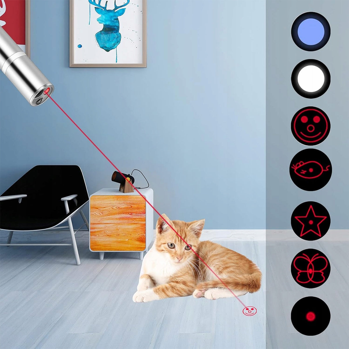 PROFESSIONAL LASER CAT TOY STRONG LASER POINTER ON USB 7IN1 Packaging status original