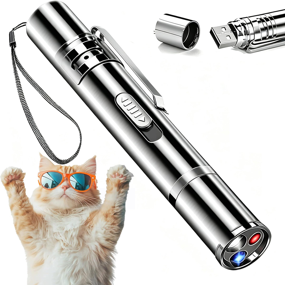 PROFESSIONAL LASER CAT TOY STRONG LASER POINTER ON USB 7IN1