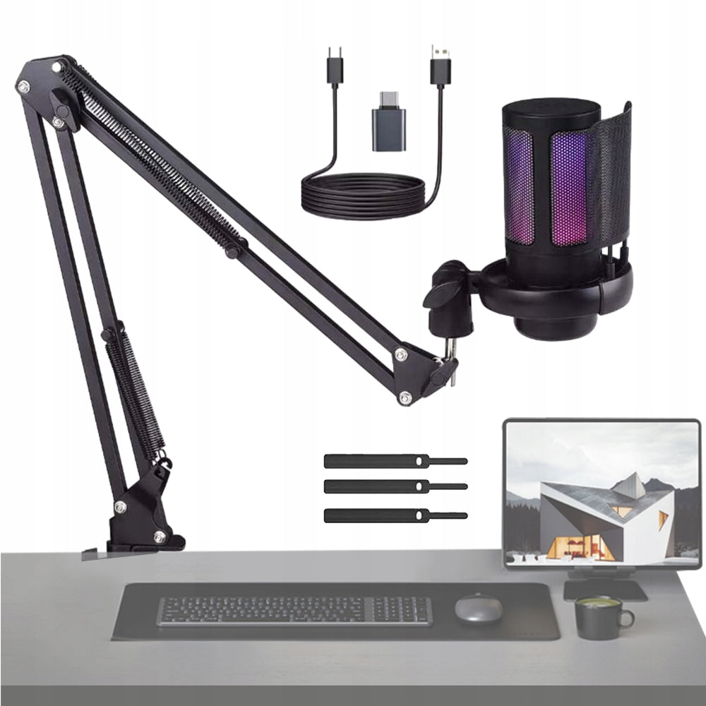PROFESSIONAL MICROPHONE FOR COMPUTER CONDENSER USB POPFILTER TRIPOD