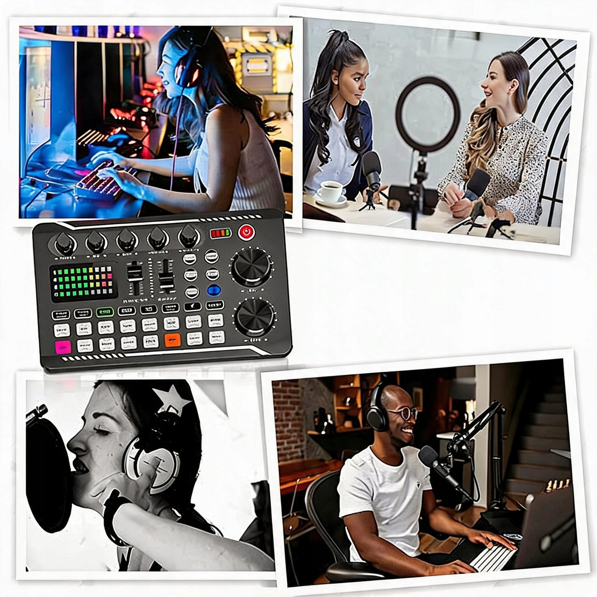 PROFESSIONAL STUDIO MICROPHONE WITH AUDIO MIXER F998 HEADPHONES Packaging status original