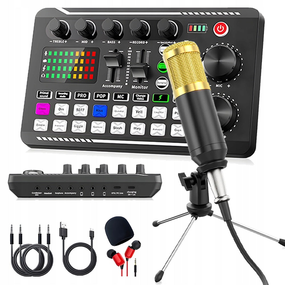 PROFESSIONAL STUDIO MICROPHONE WITH AUDIO MIXER F998 HEADPHONES