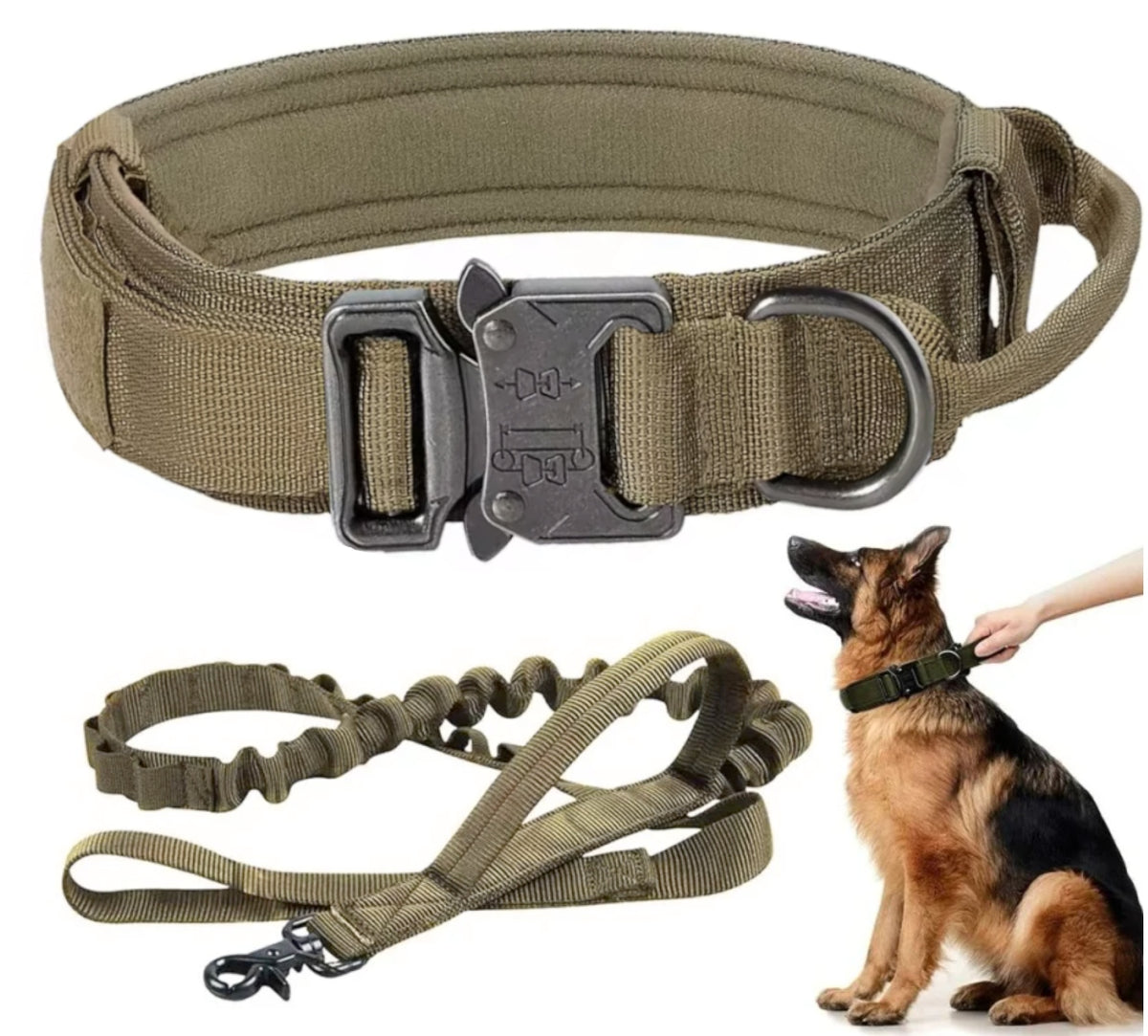 PROFESSIONAL TACTICAL DOG COLLAR METAL BUCKLE STRONG LEASH 48-60 CM XL