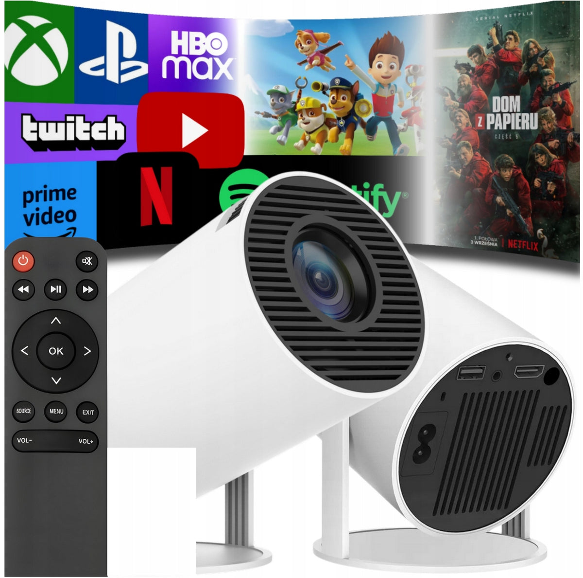 PROJECTOR ANDROID TV WIFI FULL HD PORTABLE SMART ROTARY SPEAKER Manufacturer code 5907419755314