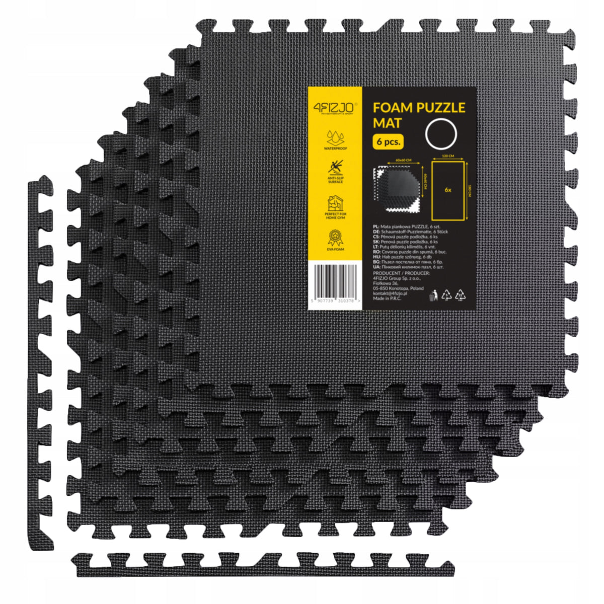 PROTECTIVE FLOOR MAT FOAM PUZZLE FOR GYM FOR EQUIPMENT 6 PCS 60x60