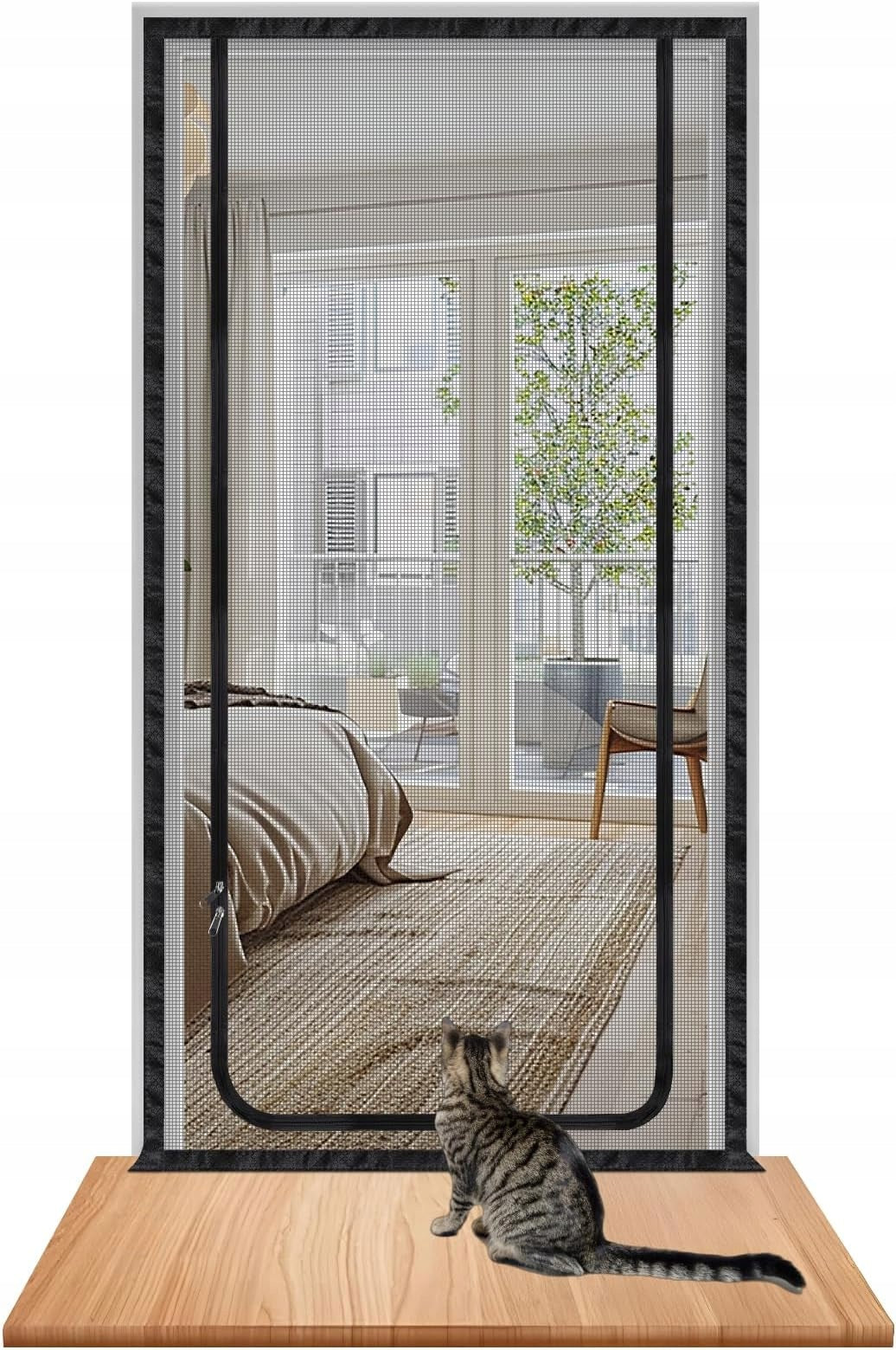 PROTECTIVE NET CAT BALCONY DOOR 90x210cm WITHOUT DRILLING LOCK MOUNTED