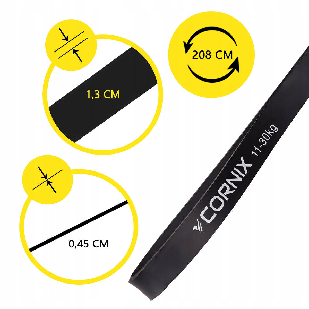 PULL-UP RUBBER CORNIX POWER BAND 11-30 KG RESISTANCE EXERCISE 22MM Packaging status original
