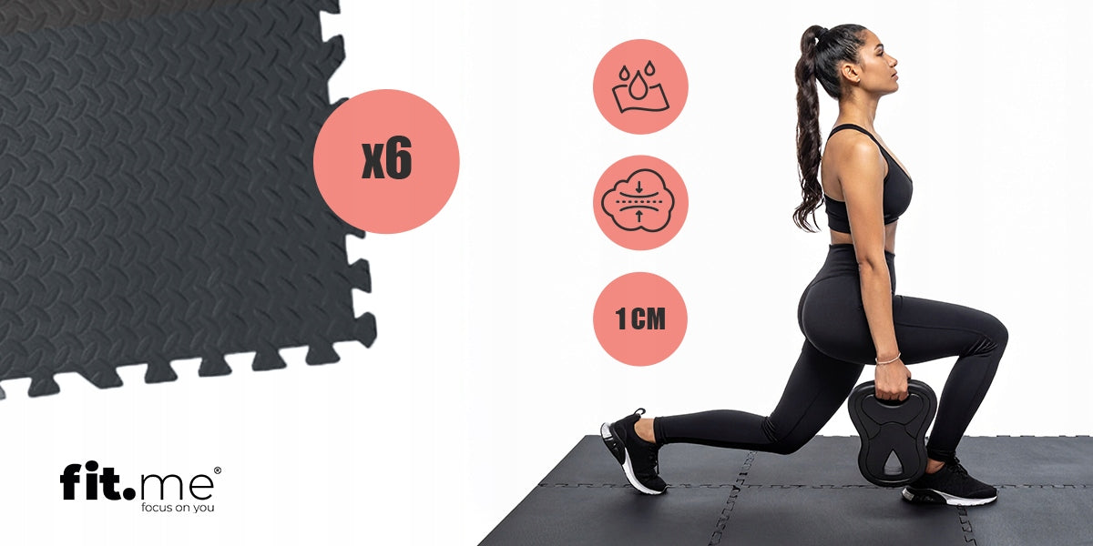 PUZZLE EXERCISE FOAM MAT 6 PCS 2.16m2 PROTECTIVE GYM FLOOR Packaging status original
