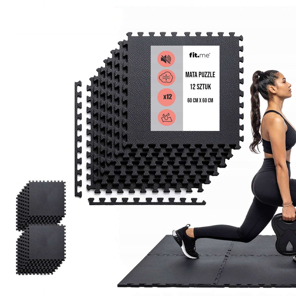 PUZZLE FOAM MAT FOR EXERCISE 12 PCS. 4.32m2 PROTECTIVE GYM FLOOR
