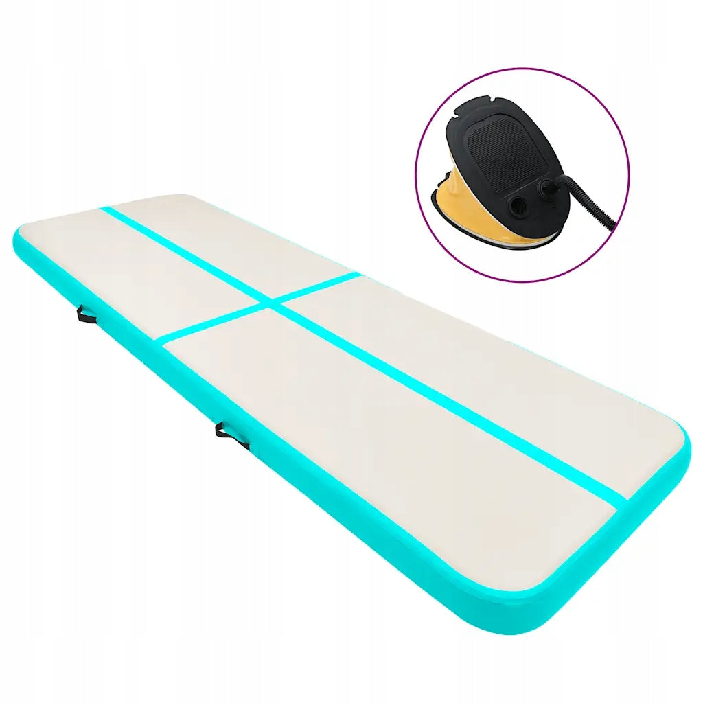PVC Inflatable Gymnastic Mattress 500x100x15 cm Green-Grey