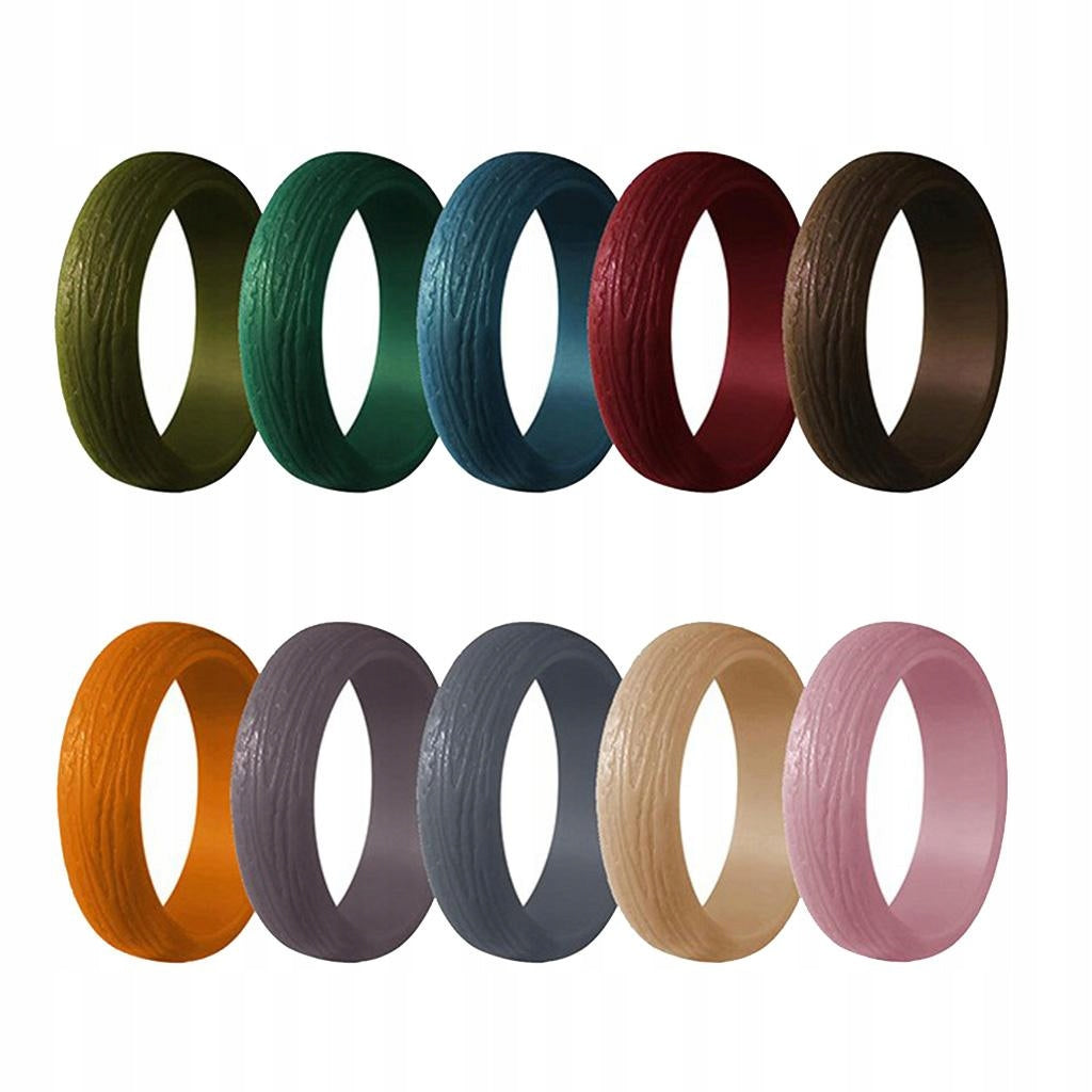 Pack Unisex Bark Texture Silicone Wedding Size 5