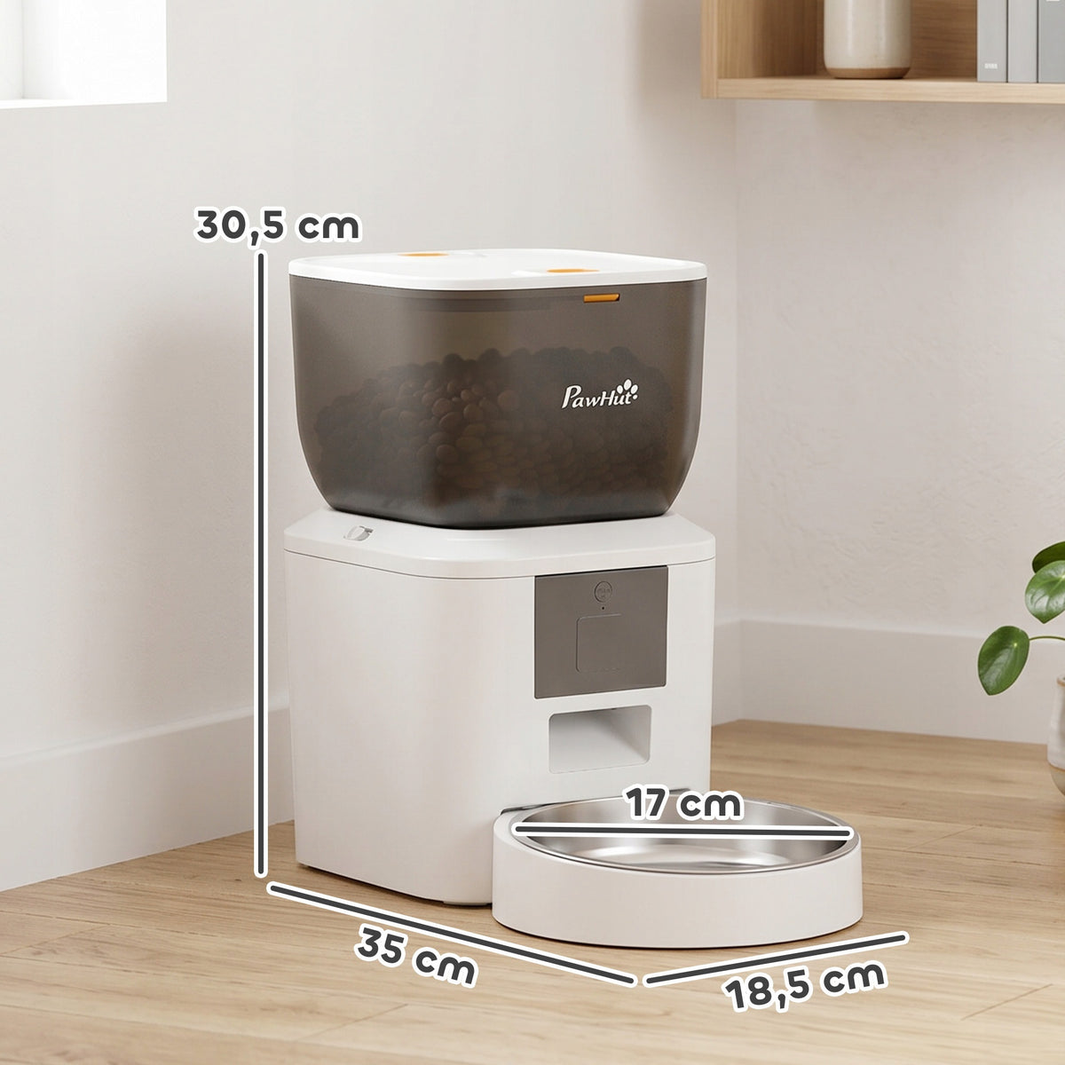 PawHut Automatic Cat Food Dispenser, Wi-Fi 2,4G, 4L, Control Packaging status original