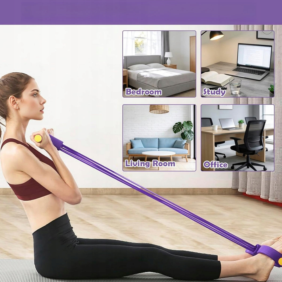 Pedal Resistance Band with Handle 4 Tubes Upgrade Heavy-Duty TPE Tubes Packaging status original
