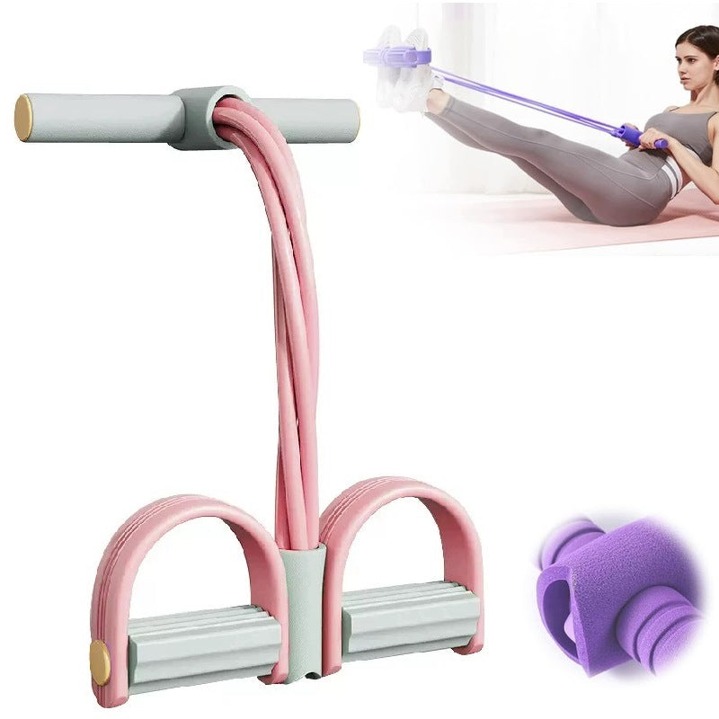 Pedal Resistance Bands with Handles, Durable 6-Tubes Multifunction PINK