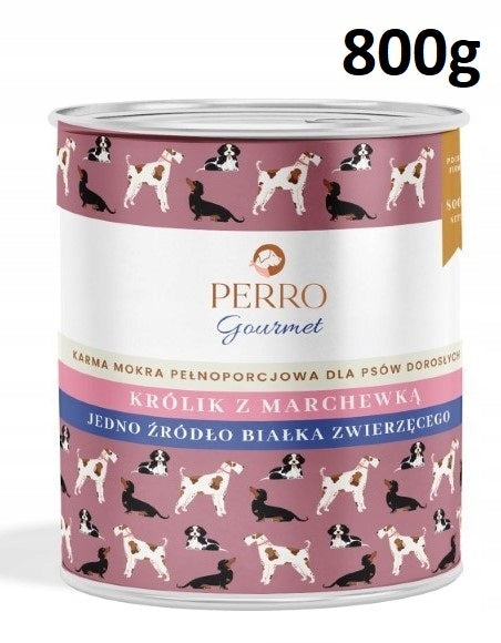 Perro Rabbit with Carrot Wet Dog Food 800 g