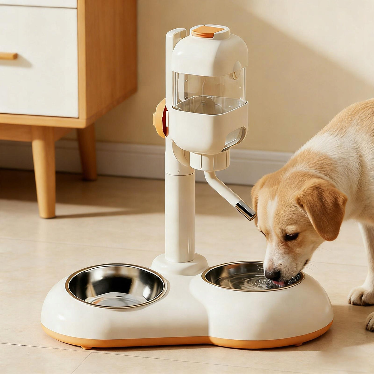 Pet Standing Water Dispenser Automatic Food Feeder for Rabbits White