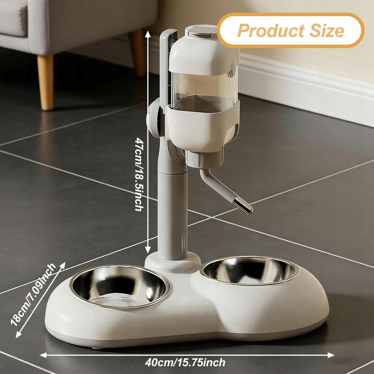 Pet Standing Water Dispenser Automatic Food Feeder for Rabbits brown Packaging status original